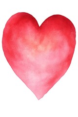 Wall Mural - Watercolor painted red heart shape.