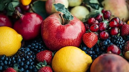 Poster - Assorted Fresh Berries and Fruits Arranged in a Colorful Display : Generative AI