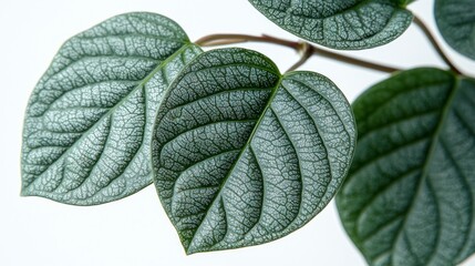 Wall Mural - Textured silver leaves on plant stem.