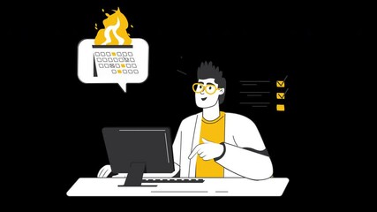 Poster - A person working at a computer with a task list in a burning background, conveying a sense of urgency.