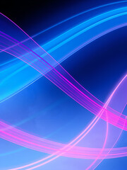 Abstract background of modern tech gradient waves in blue and pink hues, technology, modern, abstract, background, waves. Dynamic abstract light trails in neon pink and blue hues.