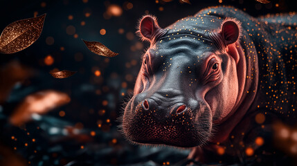 Glittering Hippo in the Dark