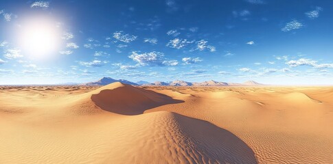 Canvas Print - Surreal Desert Landscape with Rolling Sand Dunes Under Bright Sunlight