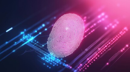 Poster - biometric tech scan displays secure fingerprint authentication. high-tech security system ensuring d