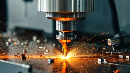 Poster - Modern CNC milling machine cutting metal with precision in a workshop setting, CNC milling machine Cutting metal modern processing technology