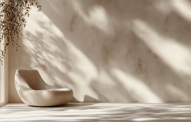 Poster - Minimalist Natural Light Backdrop with Tree Leaf Shadows for Elevated Beauty Product Presentation