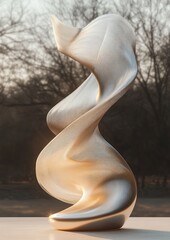 Aufkleber - Elegant Minimalist Sculpture Display with Silk Cloth Curtain and Soft Lighting for Cosmetic Product Presentation