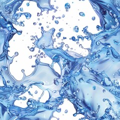 Poster - Water splashes create captivating patterns and textures in various shades of blue, evoking a sense of energy and movement.