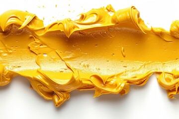 Poster - Thick yellow paint is generously spread across a smooth surface, showcasing its rich texture and vibrant hue. The soft swirls and waves add an artistic flair to the composition.