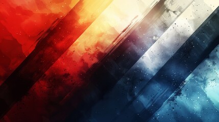 Fototapete - Swirls of red, orange, blue, and gray blend together in an abstract composition. The dynamic brush strokes create a sense of movement and energy across the canvas, captivating the viewer's gaze.