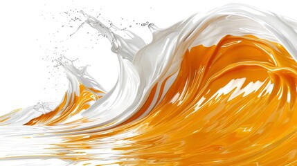 Poster - Bright orange and white waves crash dynamically, showcasing fluid movement and vibrant colors. The abstract design evokes a sense of energy and creativity, captivating viewers with its flow.