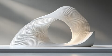 Poster - Minimalistic 3D Display Stand with White Lines and Shadows for Cosmetic Promotion