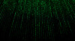 © dark knight - Green vertical lines of code on a black background, resembling digital rain.