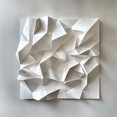 Canvas Print - Abstract White Origami Paper Sculpture: Geometric Wall Art