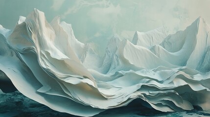 Wall Mural - Abstract Paper Mountains: A Serene Landscape