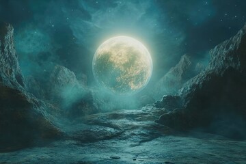 Wall Mural - enigmatic planet set against a cosmic backdrop inviting viewers into the depths of space and imagina