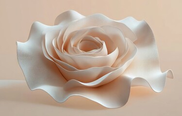 Poster - Luxury Elegant Fabric Flower Sculpture Display with Soft Lighting and Minimalist Composition for Cosmetic Product Presentation