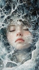 Sticker - Frozen in Time: A Dreamlike Portrait of Serenity