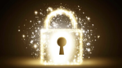 Poster - A glowing digital lock representing cybersecurity in a business context.