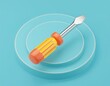 © imaginart - 3D colorful screwdriver rests on a light blue platform