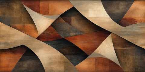 Fototapete - abstract wooden geometric shapes background warm earthy tones diffused lighting