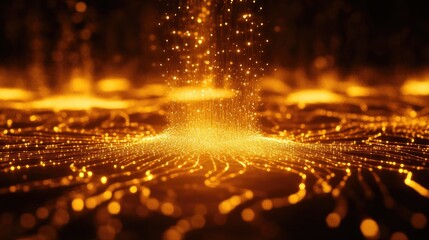 Poster - A stylized image of business data streams flowing through a glowing grid.