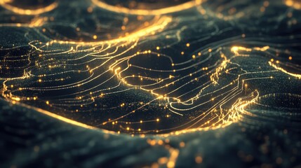 Poster - A stylized image of business data streams flowing through a glowing grid.