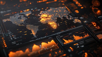 Poster - A virtual interface showing real-time logistics and supply chain management data.