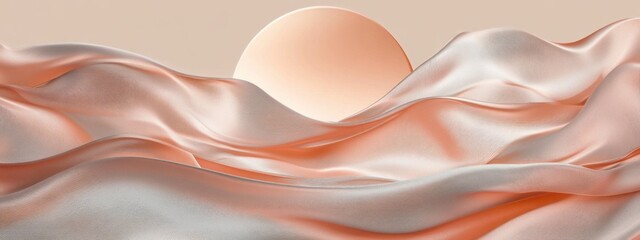 Aufkleber - Elegant Silk Ribbons Presentation with Round Frame for Cosmetic Product Display