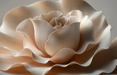 Aufkleber - Beige Flower Sculpture Display Podium with Soft Natural Light and Luxury Silk Cloth for Cosmetic Product Presentation
