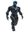© shirophoto - A futuristic man humanoid robot are running  isolate on white background