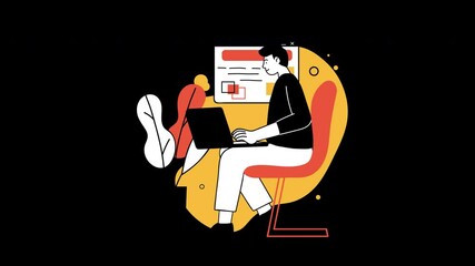 Poster - A person working on a laptop in a modern workspace, showcasing a contemporary, artistic design.