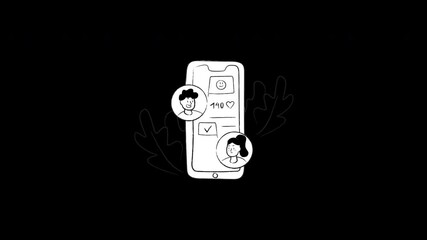 Poster - A simple cartoon illustration showing two diverse individuals on a mobile app interface displaying user interactions.