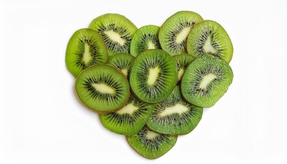 Wall Mural - Heart-shaped arrangement of fresh kiwi slices.