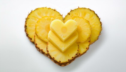 Canvas Print - Sweet pineapple slices arranged in a heart shape.