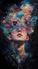 Wall Mural - Surreal Colorful Mind: A Dreamlike Portrait