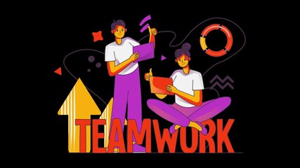 Poster - two diverse individuals collaborating on a project, representing teamwork and creativity in a modern