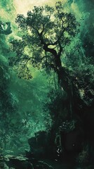 Canvas Print - Enchanted Forest: A Mystical Green Landscape