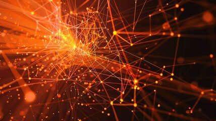 Poster - Explore an abstract visualization of a payment network featuring bright orange connections and nodes. This dynamic image captures the essence of technology and innovation.