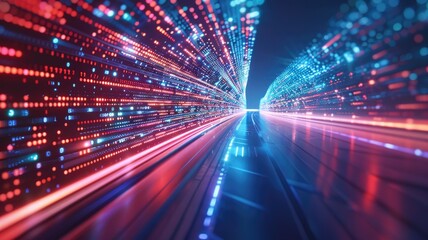 Poster - Immerse in a vibrant digital landscape showcasing the dynamic flow of data on the internet. This abstract representation captures speed and connectivity in a futuristic design.
