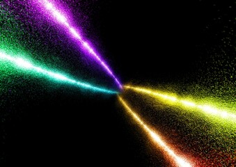 Aufkleber - 3d illustration of glittering colorful light rays on black background