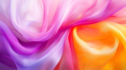 Poster - Colorful Silk Fabric Flowing Gracefully in Soft Pastel Hues During Daylight