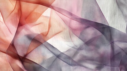 Poster - Flowing Fabric Patterns Create an Abstract Composition in Soft Hues and Delicate Textures