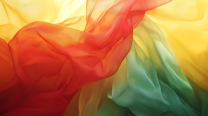 Poster - Colorful Silk Fabrics Flow Together, Creating an Elegant Abstract Pattern in a Bright Space