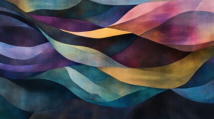 Poster - Colorful Abstract Waves Representing Movement and Harmony in a Modern Artistic Style