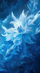 Wall Mural - Frozen Blue Flower: An Enchanting Fantasy Art