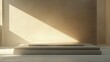 © Sinechana - 83.A refined 3D display featuring a geometric platform in muted tones. The clean, minimal background and carefully placed lighting enhance the podium's sharp lines and polished finish.