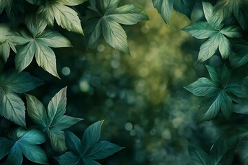 Wall Mural - Close up of green leaves with Blurred effect Nature background