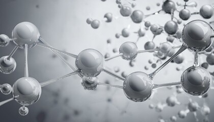 Abstract 3D rendering of a molecule structure with interconnected spheres.