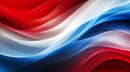 Fototapete - Dynamic flowing waves in red white and blue colors abstract design digital art smooth texture artistic concept